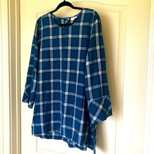J Jill blue plaid tunic XL